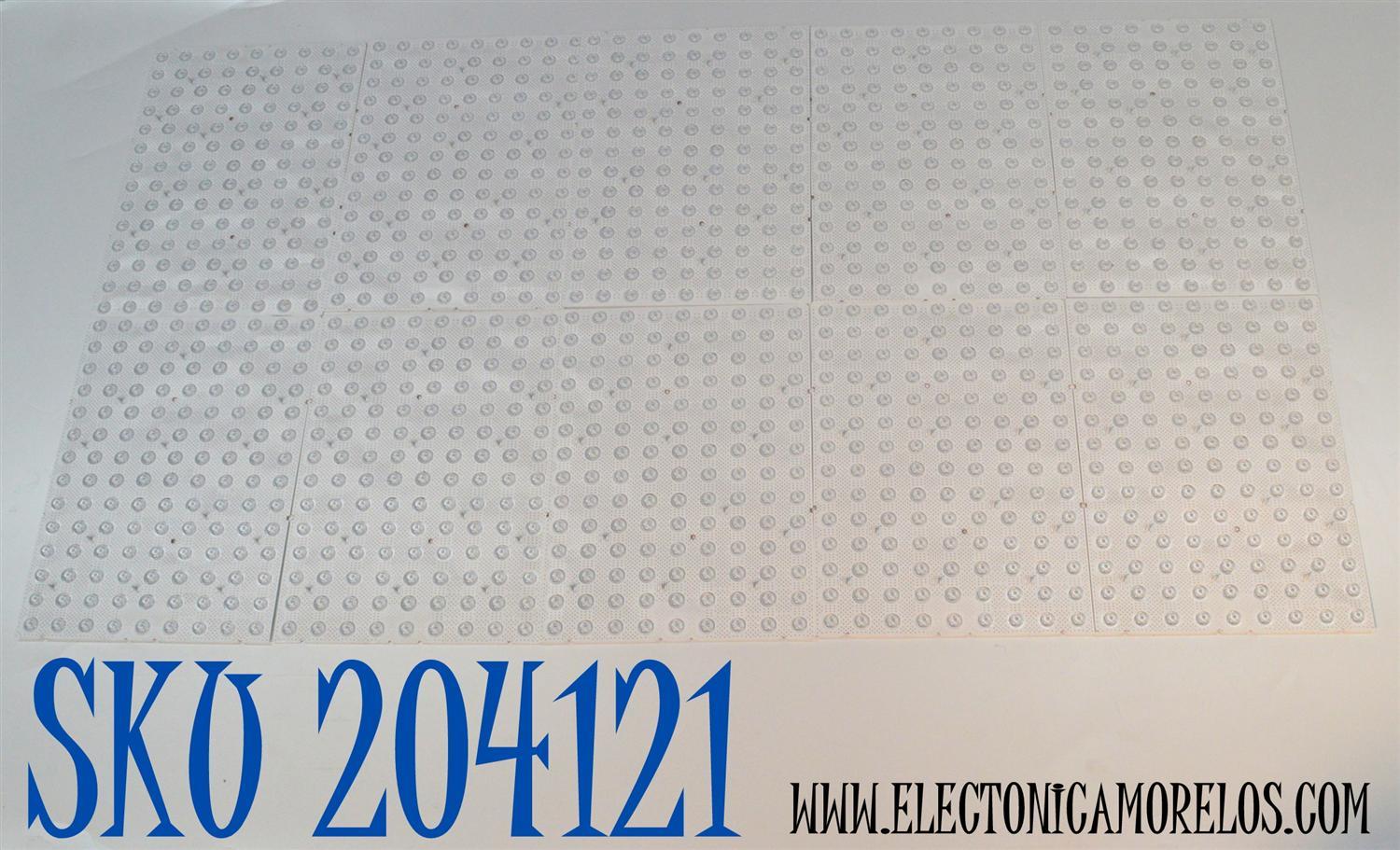 KIT DE LEDS ORIGINAL PARA TV SAMSUNG 10 PIEZAS / NUMERO DE PARTE BN97-16225A / BN41-02720A / K058P-156A / 19Y_Q900_55 / PANEL CY-RT055JLLV1H / MODELO QN55Q900RBF / QN55Q900RBF FB01 / QN55Q900RBF FC04