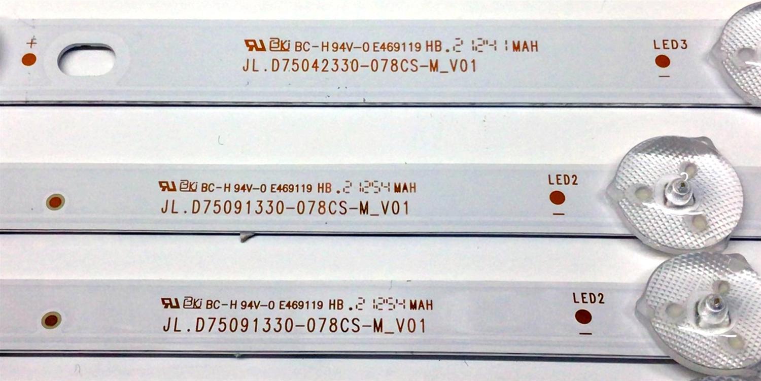 KIT DE LED'S PARA TV PANASONIC (13 PIEZAS) / NUMERO DE PARTE JL.D75042330-078CS-M_V01 / BC-H94V-0 E469119 HB.2 / 30105869DA12 / JL.D75091330-078CS-M_V01 / 30105868DB12 / PANEL HV750QUB-F90 / MODELO TH-75CQE1W - Imagen 2