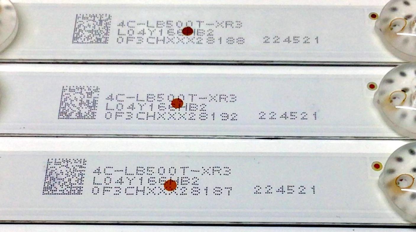 KIT DE LED'S PARA TV HKPRO (3 PIEZAS) / NUMERO DE PARTE 4C-LB500T-XR3 / AT50D200030301103A1DREV1.2 / 224521 / L04Y166HB2 / CRH-AT50D200030301103A1DREV1.2 / E479275 / MODELO HKP50UHD2 - Imagen 2