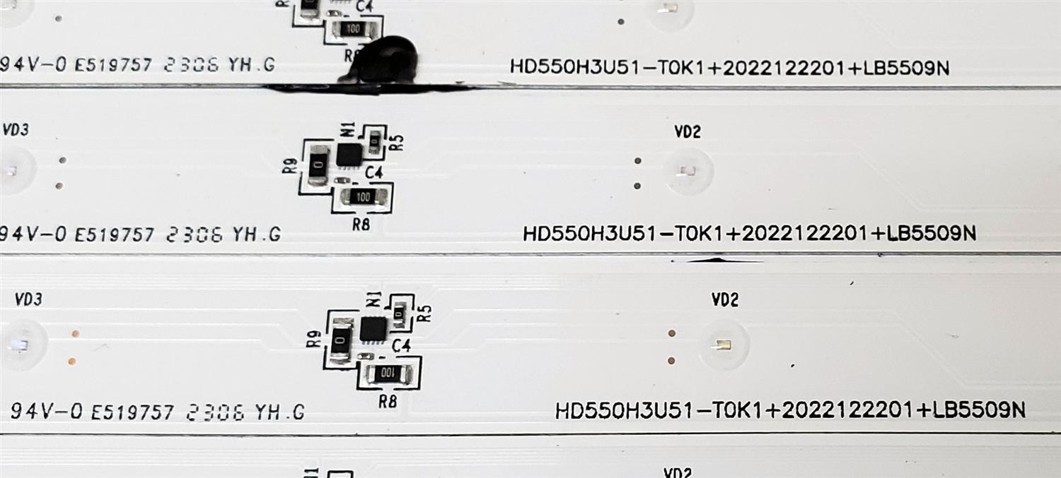 KIT DE LED'S PARA TV HISENSE ((24 PIEZAS)) / NUMERO DE PARTE RSAG7.820.13085/ROH / HD550H3U51-T0K1+2022122201+LB5509N / HD550H3U51-T0K1 / 2022122201 / LB5509N / 335275 / E519757 / MODELO 55'' / ((LED AZUL)) - Imagen 5