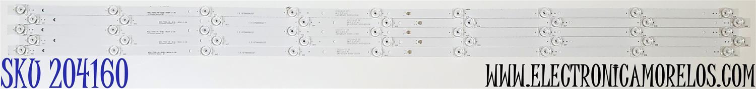 KIT DE LED'S PARA TV TD SYSTEMS ((5 PIEZAS)) / NUMERO DE PARTE 1.3.10700000227 / MSG-T550-V6-3030-19004-2-09 / 240-250LM / 9000-13000K / MODELO K55DLG12US