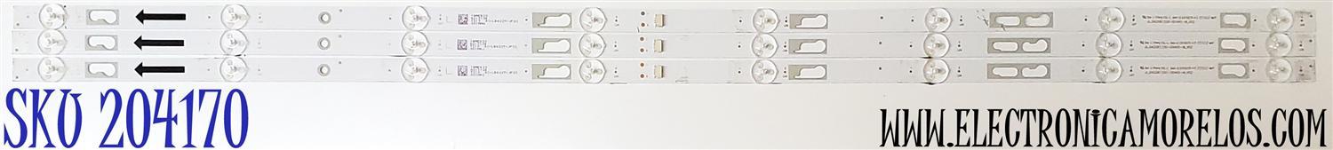 KIT DE LED'S PARA TV JVC ((3 PIEZAS)) / NUMERO DE PARTE JL.D42081330-004AS-M_V02 / 4C-B420T-JF3C / 19AE630 / N210126 / DISPLAY JE415D3HA0L / MODELO SI42FR