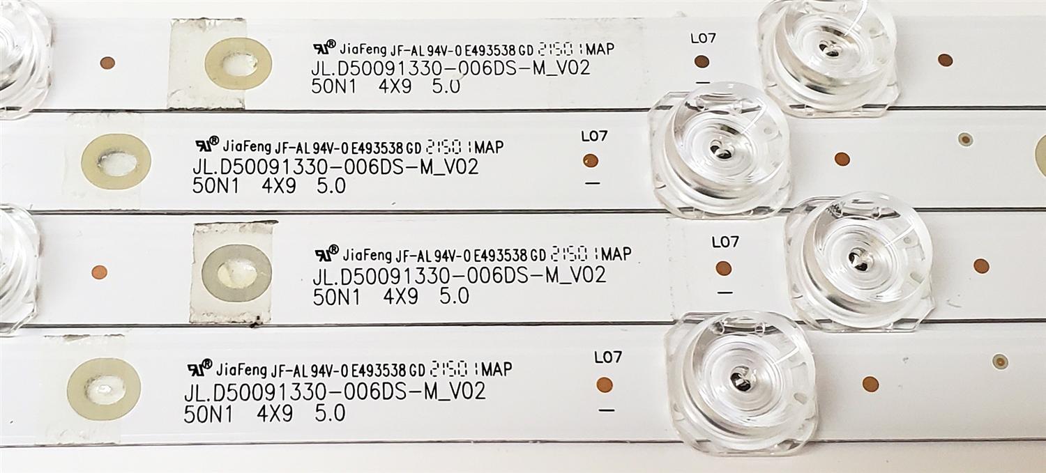 KIT DE LED'S PARA TV SANSUI ((4 PIEZAS)) / NUMERO DE PARTE JL.D5009133-006DS-M_V02 / 30805JF050N10Z02 / 190LM E4 3.0-3.2V / PANEL CX500DLEDM / DISPLAY CV500U2-T01 / MODELO SMX50T1UN - Imagen 2