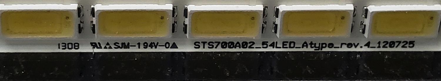 KIT DE LED'S PARA MONITOR SMART® ((2 PIEZAS)) / NUMERO DE PARTE STS700A02_54LED_ATYPE_REV.4_120725 / STS700A02_54LED_BTYPE_REV.4_120725 / LJ64-03750A / I030719A0 / BN61-17499A002 / PANEL LTI700HA02 / MODELO SBID8070I-G4 / ((MEDIDAS 88CM x 28CM)) - Imagen 2