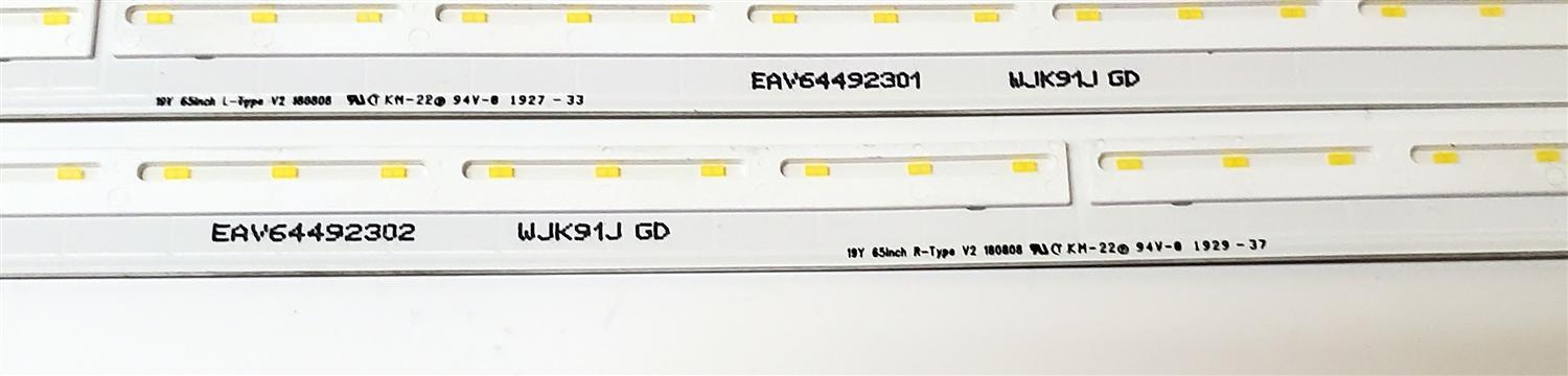KIT DE LED'S PARA TV LG ((2 PIEZAS)) / EAV64492301 / EAV64492302 / MEK64606501 / 19Y 65INCH L-TYPE V2 / 19Y 65INCH R-TYPE V2 / MODELOS 65SM8100AUA / 65SM8600PUA / 65SM8600AUA / 65NANO81ANA / 65NAN081ANA 65NANO85UNA / 65NAN085UNA - Imagen 2