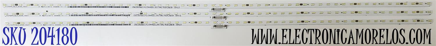 KIT DE LED'S PARA TV SONY ((3 PIEZAS)) / NUMERO DE PARTE STO750A45 / ST0750A45 / 734.05102.0001 / STO750A45_56LED_REV00_190610 / 056380560141S / PANEL V750QWME02 / MODELO XBR-75X850G / XBR75X850G