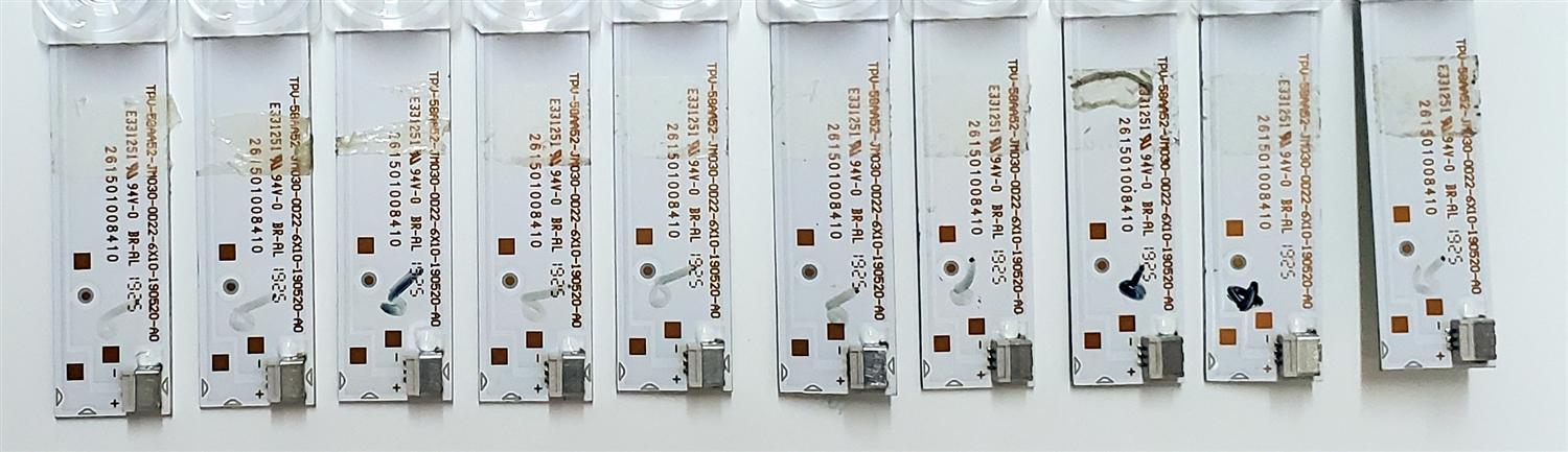 KIT DE LED'S PARA TV ONN ((10 PIEZAS)) / NUMERO DE PARTE TPV-58AA52-JM030-0D22-6X10-190520-A0 / 261501008410 / 210BZ06D0B336BR00N / 4501803L313Y / E331251 / PANEL TPT580F2-PU1L.Q REV:S01Q / MODELO 100005397 ((58 PULGADAS)) - Imagen 3
