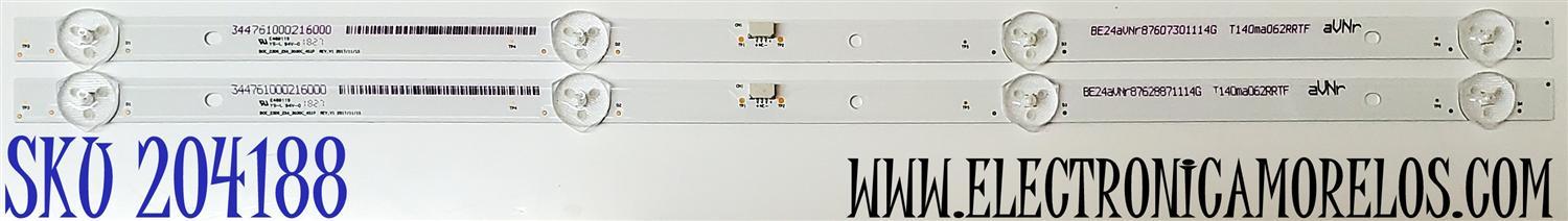 KIT DE LED'S PARA TV PHILIPS ((2 PIEZAS)) / NUMERO DE PARTE BOE_23D6_2X4_3030C_4S1P REV.V1 / 34476100021600 / BE24AVNR876 / T140MA062RRTF / PANEL BOEI236WX1 / DISPLAY HV236WH8-H00 / MODELO 24PFL3603F7