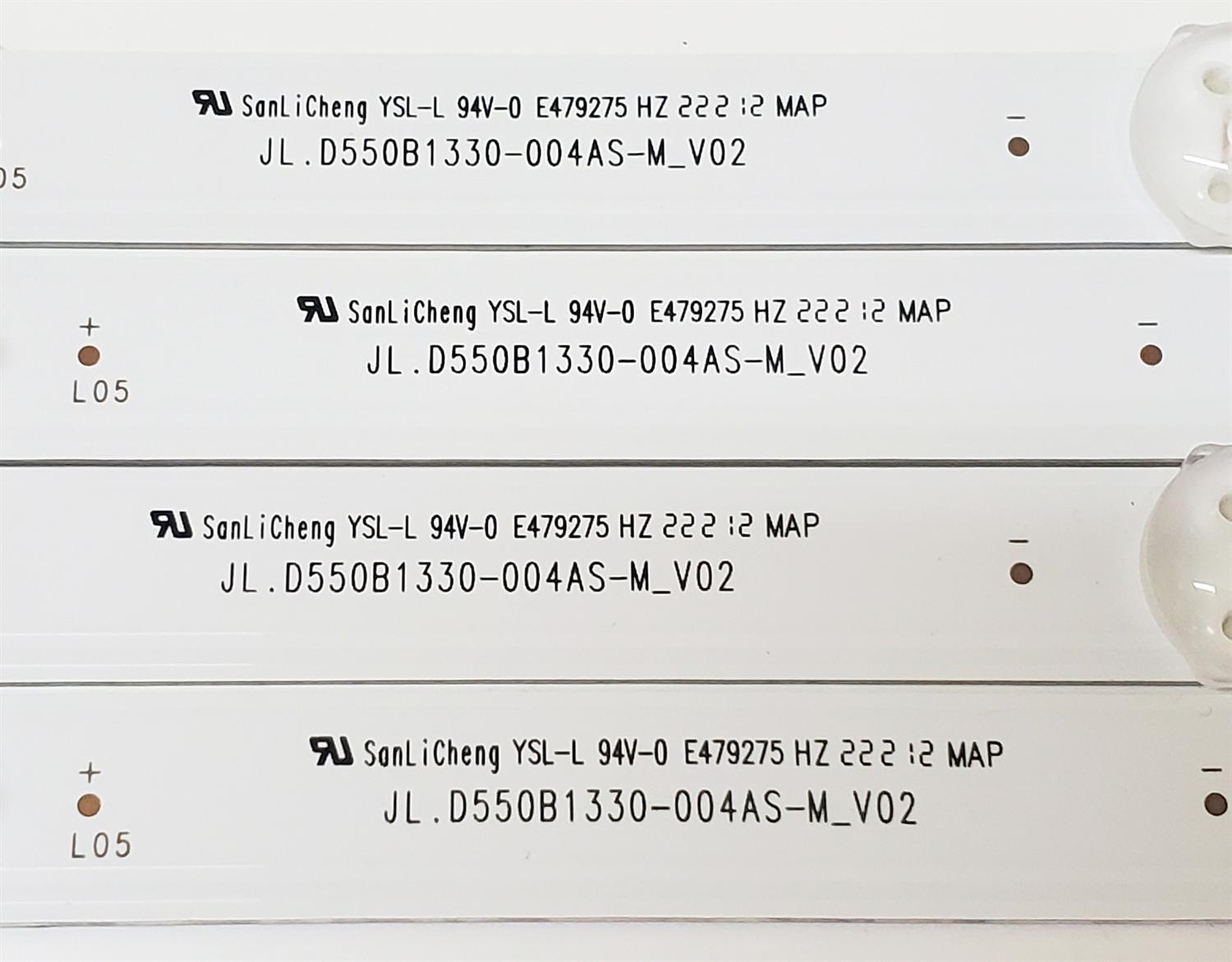 KIT DE LED'S PARA TV HKPRO ((4 PIEZAS)) / NUMERO DE PARTE JL.D550B1330-004AS-M_V02 / 4C-LB550T-JFD / YSL-L 94V-0 / PANEL ST5461D12-6 / MODELO HKP55RUHD1 - Imagen 2