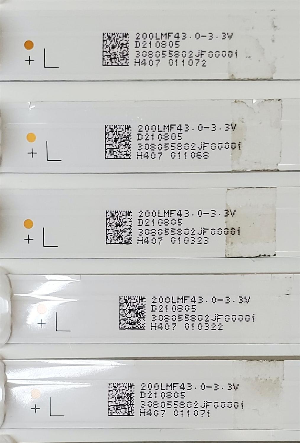 KIT DE LED'S PARA TV QUASAR ((10 PIEZAS)) / NUMERO DE PARTE JL.D58051330-006DS-M_V01 / 200LMF43.0-3.3V / 308055802JF00001 / D210805 / E479275 / 58V6 / PANEL CX580DLEDM / DISPLAY CV580U2-T01 / MODELO Q58USE1 - Imagen 3
