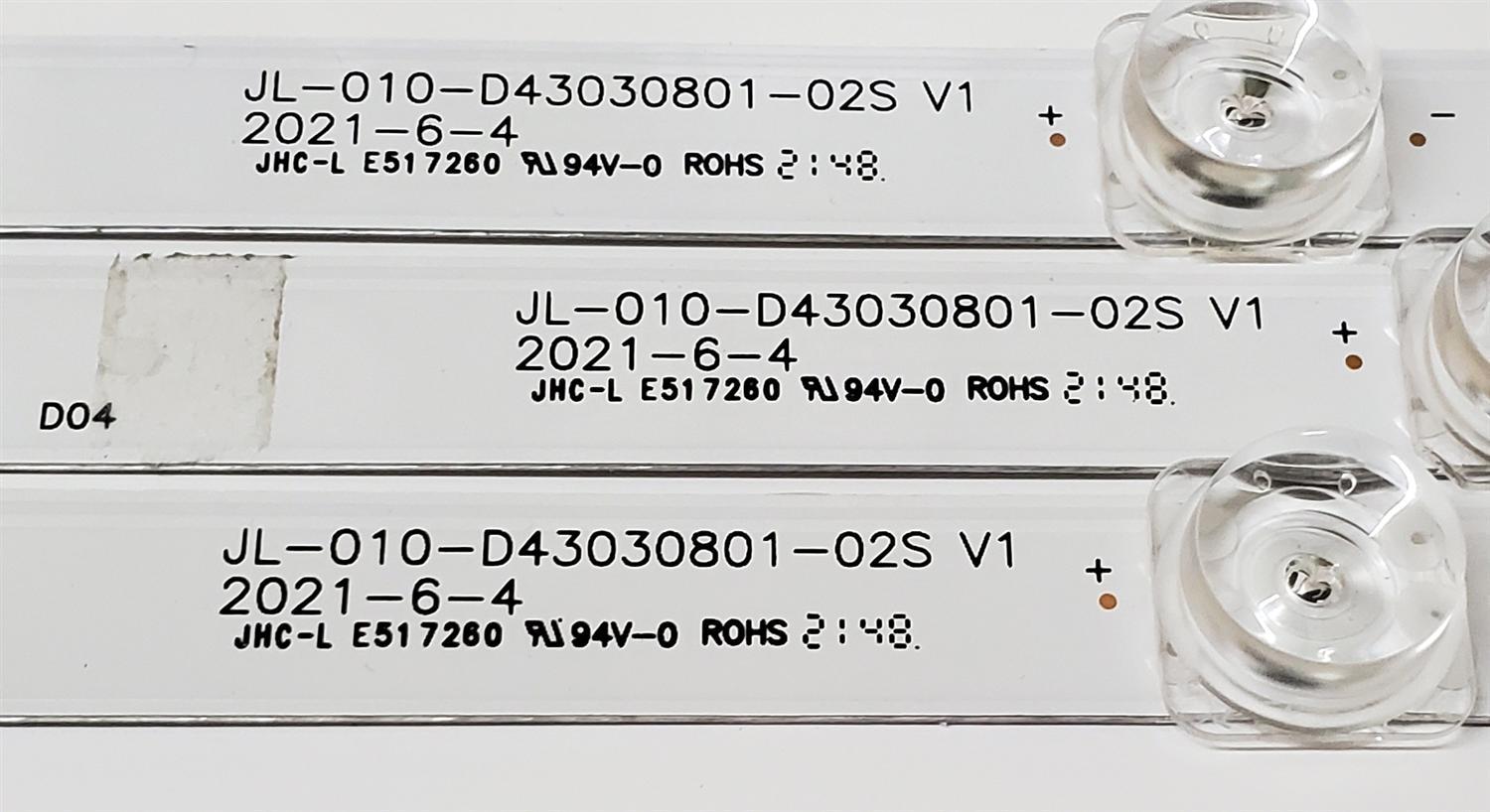 KIT DE LED'S PARA TV WINIA ((3 PIEZAS)) / NUMERO DE PARTE JL-010-D43030801-02S V1 / AE03043N080309 / Y166L05J / JHC-L E517260 / PANEL LC430EQY (SN)(A2) / MODELO U43B9000QN - Imagen 2