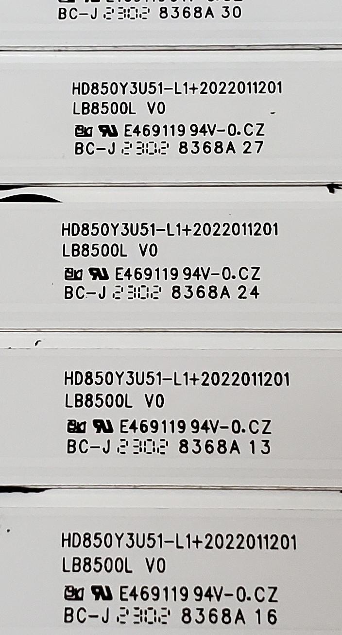 KIT DE LED'S PARA TV HISENSE ((16 PIEZAS)) / NUMERO DE PARTE LB8500L V0 / HD850Y3U51-L1+2022011201 / 1274509 / LB8500L / HD850Y3U51-L1 / 2022011201 / E469119 / 8368A / PANEL HD850Y3U51-L1M1 / MODELOS 85A6H / 85A7H - Imagen 2