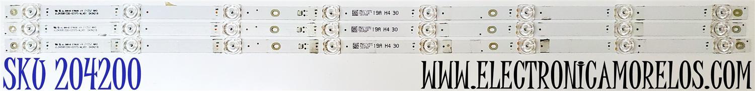 KIT DE LED'S PARA TV WINIA ((3 PIEZAS)) / NUMERO DE PARTE JL.D43081330-031FS-M_V01 / D43N218 / E78030 / AE0110591 / PANEL LC430EQY (SN)(A2) / DISPLAY HV430QUB-N1D / MODELO U43B9000QN