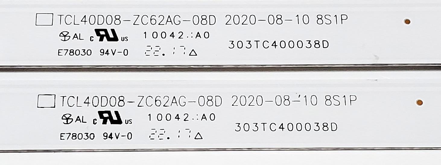 KIT DE LEDS ORIGINAL PARA TV HKPRO 2 PIEZAS / NUMERO DE PARTE TCL40D08-ZC62AG-08D / 303TC400038D / 4C-LB400T-ZC2C / TC400M05 / PANEL LVF400CMDX / DISPLAY V400HJ9-PE1 REV.C4 / MODELOS HKP40SM11 / ATV-40HDR - Imagen 4