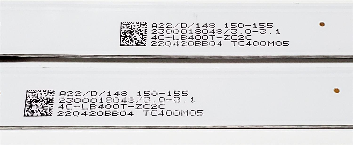 KIT DE LEDS ORIGINAL PARA TV HKPRO 2 PIEZAS / NUMERO DE PARTE TCL40D08-ZC62AG-08D / 303TC400038D / 4C-LB400T-ZC2C / TC400M05 / PANEL LVF400CMDX / DISPLAY V400HJ9-PE1 REV.C4 / MODELOS HKP40SM11 / ATV-40HDR - Imagen 3