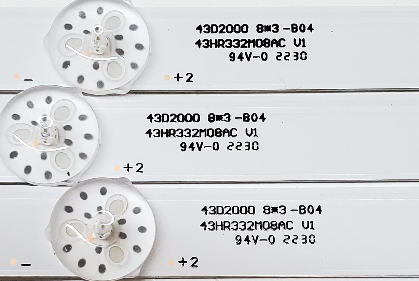 KIT DE LEDS ORIGINAL PARA TV HKPRO 3 PIEZAS / NUMERO DE PARTE 43HR332M08AC V1 / 4C-LB430T-HRFC / 43D2000 / 43D2000 8*3 / 43HR332M08AC / PANEL LVF430HKDX / DISPLAY PT430CT03-14 / MODELO HKP43R01 - Imagen 4