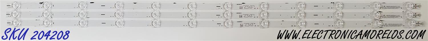 KIT DE LED'S PARA TV TOSHIBA ((3 PIEZAS)) / NUMERO DE PARTE HD425Y1U71-T0L5 / 2022031601 / SVH425A23 / CRH-BXK43Y1C3030T031223F-REV1.3 / 25647100 / 1282847 / HD425Y1U71-T0L5+2022031601+SVH425A23 / PANEL HD425Y1U71-T0L5\S1\SM\ROH / MODELO 43C350LU