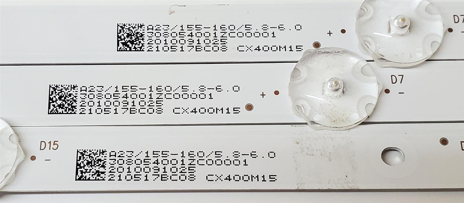 KIT DE LED'S PARA TV SANSUI ((3 PIEZAS)) / NUMERO DE PARTE CX39D08-ZC62AG-02 / 303CX390042 / 2010091025 / CX400M15 / 210517BC08 / 308054001ZC00001 / PANEL CX400DLEDM / DISPLAY V400HJ6-PE1 / MODELO S40P28FN - Imagen 3