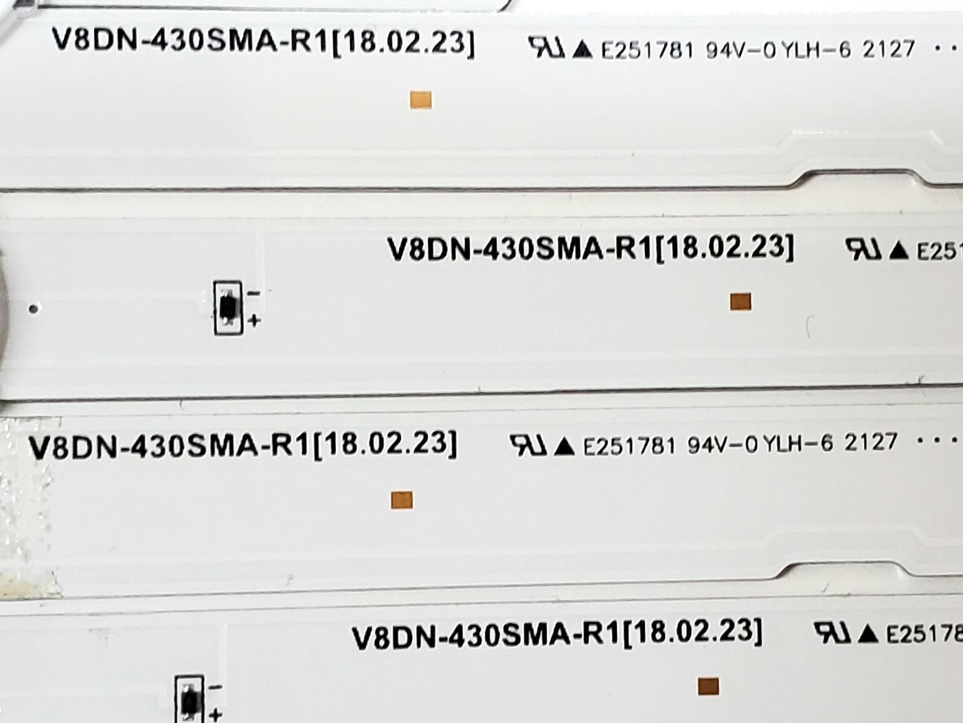 KIT DE LED'S PARA TV SAMSUNG ((8 PIEZAS)) / NUMERO DE PARTE BN96-46570A / BN96-46571A / V8DN-430SMB-R1 / V8DN-430SMA-R1 / MODELOS UN43J / UE43N / UA43N / HG43AJ / LH43BENELGA/ZX / LH43BERBLGAXGO BA01 / MAS MODELOS EN DESCRIPCIÓN - Imagen 5