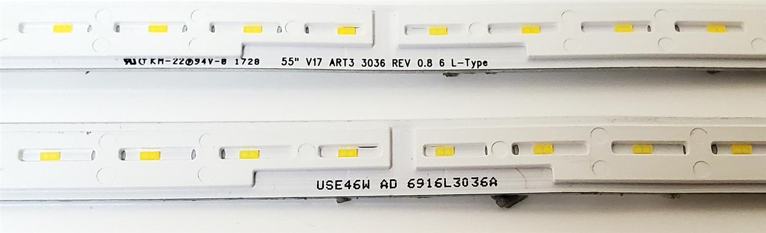 KIT DE LED'S PARA TV LG ((2 PIEZAS)) / 6916L-3035A / 6916L-3036A / 55" V17 ART3 3035 REV 0.8 6 R-TYPE / 55" V17 ART3 3036 REV 0.8 6 L-TYPE / 6916L3035A / 6916L3036A / PANEL LC550EGG (FK)(M1) / MODELO 55UJ7700-UA / 55UJ7700-UA.BUSYLJR - Imagen 2