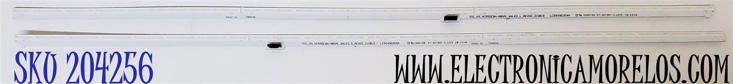 KIT DE LED'S PARA TV LG ((2 PIEZAS)) / NUMERO DE PARTE LC55490304A / LC55490305A / SSC_HS_HC550EQH-ABGA1_66LED_R_REV02_210819 / SSC_HS_HC550EQH-ABGA1_66LED_L_REV02_210819 / MODELO 55QNED80
