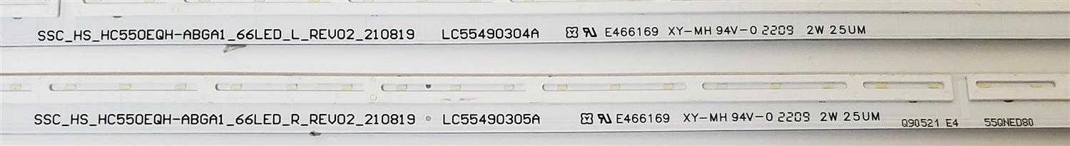 KIT DE LED'S PARA TV LG ((2 PIEZAS)) / NUMERO DE PARTE LC55490304A / LC55490305A / SSC_HS_HC550EQH-ABGA1_66LED_R_REV02_210819 / SSC_HS_HC550EQH-ABGA1_66LED_L_REV02_210819 / MODELO 55QNED80 - Imagen 4