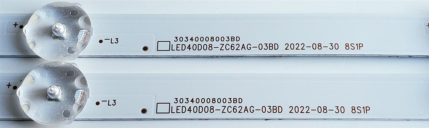 KIT DE LED'S PARA TV ((2 PIEZAS)) / NUMERO DE PARTE LED40D08-ZC62AG-03BD / 30340008003BD / 40000M57S / 230629BC06 / B005P00105476A / YH-02 94V-0 E519757 / DISPLAY V400HJ9-PE1 REV.C4 / MODELO 100097810 (40 PULGADAS) - Imagen 5
