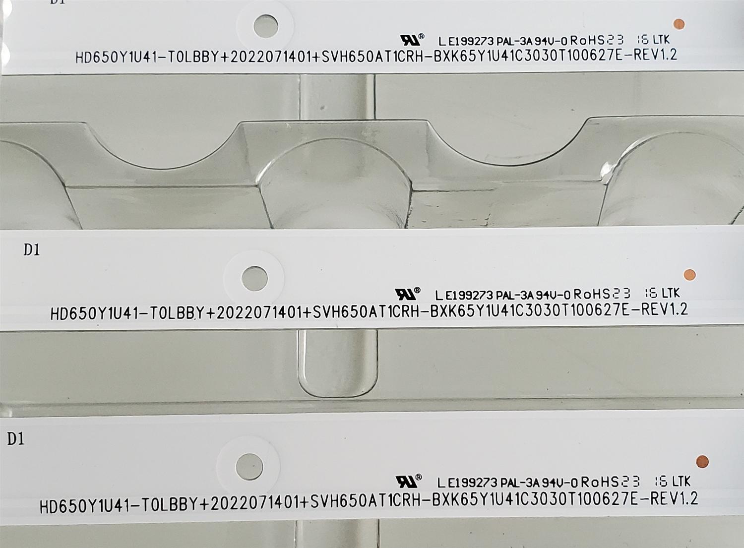KIT DE LED'S ((NUEVOS)) PARA TV HISENSE ((10 PIEZAS)) / NUMERO DE PARTE CRH-BXK65Y1U41C3030T100627E-REV1.2 / HD650Y1U41-T0LBBY / 22022071401 / SVH650AT1CRH / 21279021S00 / 226054000 / PANEL HD650Y1U41-T0LBBY\GM\MCKD3A\ROH / MODELO 65A6H - Imagen 2