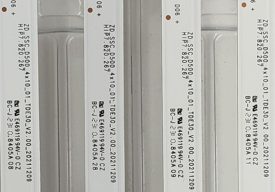 KIT DE LED'S ((NUEVOS)) PARA TV HISENSE ((4 PIEZAS)) / NUMERO DE PARTE SVH500AK9 / HD500Y1U52-T0LB / ZD_SSC_D500_4X10_01_TDE30_V2.00_20211209 / HD500Y1U52-T0LB+2021120902+SVH500AK9+ZDJG / 1275211500 / HE230324 / 102165 Z / MODELO 50C350LU - Imagen 3