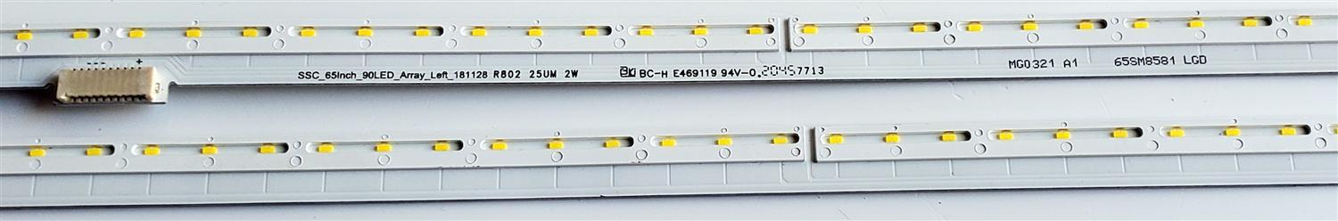 KIT DE LED'S PARA TV LG ((2 PIEZAS)) / NUMERO DE PARTE 65SM8581 / MEK64606501 / E469119 / SSC_65Inch_90LED_Array_Left_181128 / SSC_65Inch_90LED_Array_Right_181128 / PANEL NC650EQG-AAHH1 / MODELOS 65NANO81ANA / 65NAN081ANA / 65SM8100AUA / 65SM8600PUA - Imagen 3