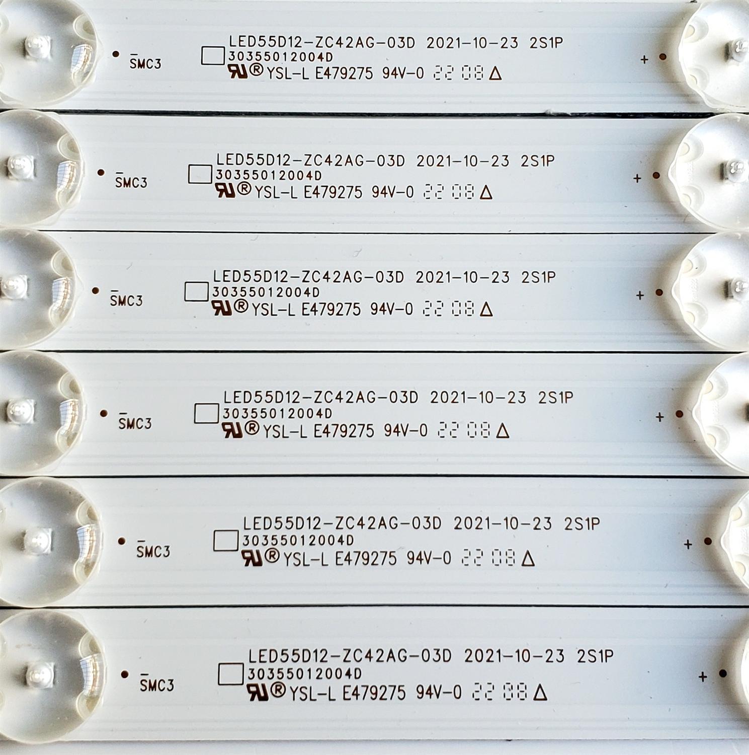 KIT DE LED'S PARA TV ONN ((6 PIEZAS)) / NUMERO DE PARTE LED55D12-ZC42AG-03D / 30355012004D / YSL-L E479275 / DISPLAY V550DJ2-Q01 REV.D1 / MODELO 100071701 ((55 PULGADAS)) - Imagen 2