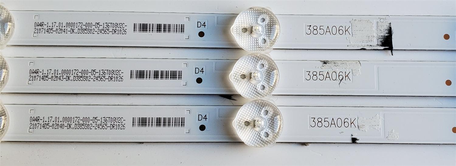 KIT DE LED'S PARA TV QUASAR ((3 PIEZAS)) / NUMERO DE PARTE SJ.DZ.D3850402-2835BS-M / 1.14.MD385021 / 201218 / 385A06K / 0A4R-1.17.01.0000172-000-D5-136T08V2C / 210714D5-02040-DK.D385S02-24565-DR1026 / PANEL DXLC390TA2A / DISPLAY LC390TA2A / MODELO Q39HD1 - Imagen 5