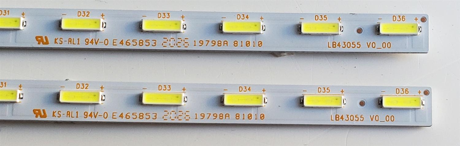 KIT DE LED'S PARA TV SONY ((2 PIEZAS)) / NUMERO DE PARTE LB43055 / LB43055 V0_00 / 19798A / E465853 / PANEL YS9F043HNO01 / MODELOS XBR-43X800H / XBR43X800H - Imagen 4