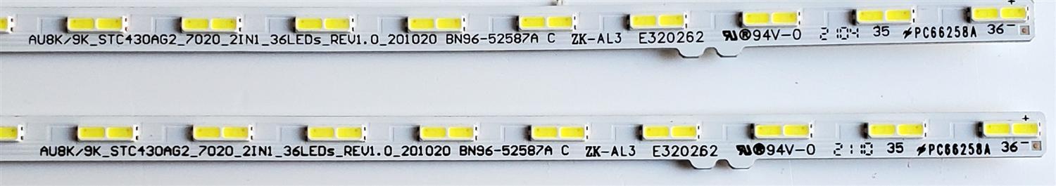 KIT DE LED'S PARA TV SAMSUNG ((2 PIEZAS)) / NUMERO DE PARTE BN96-52587A / STC430AG2 / AU8K/9K_STC430AG2_7020_21N1_36LEDS_REV1.0_201020 / E32062 / PANEL CY-SA043HGEY1V / MODELOS UN43AU8000 / UE43AU8005K - Imagen 2