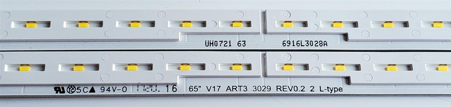 KIT DE LED'S PARA TV LG ((2 PIEZAS)) / NUMERO DE PARTE 6916L-3028A / 6916L-3029A / V17 ART3 3029 REV0.2 2 L-TYPE / 65" V17 ART3 3028 REV0.2 2 R-TYPE / 6916L3029A / PANEL LC650EGE (FK)(M1) / LC650EGE (FK)(M5) / MODELO 65UJ7700-UA / 65UJ7700-UA.BUSYLJR - Imagen 2