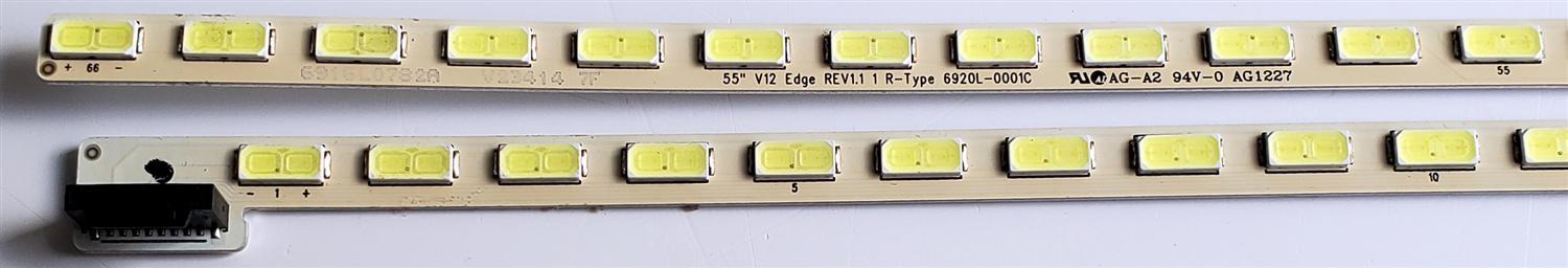 KIT DE LEDS ORIGINAL PARA TV VIZIO 2 PIEZAS / NUMERO DE PARTE 6916L-0781A / 6916L-0782A / 6916L0782A / 6916L0781A / 55" V12 EDGE REV1.1 1 L-TYPE 6920L-0001C / 55" V12 EDGE REV1.1 1 R-TYPE 6920L-0001C / PANEL LC550EUN (SE)(F1) / MODELO M3D550KDE  - Imagen 2