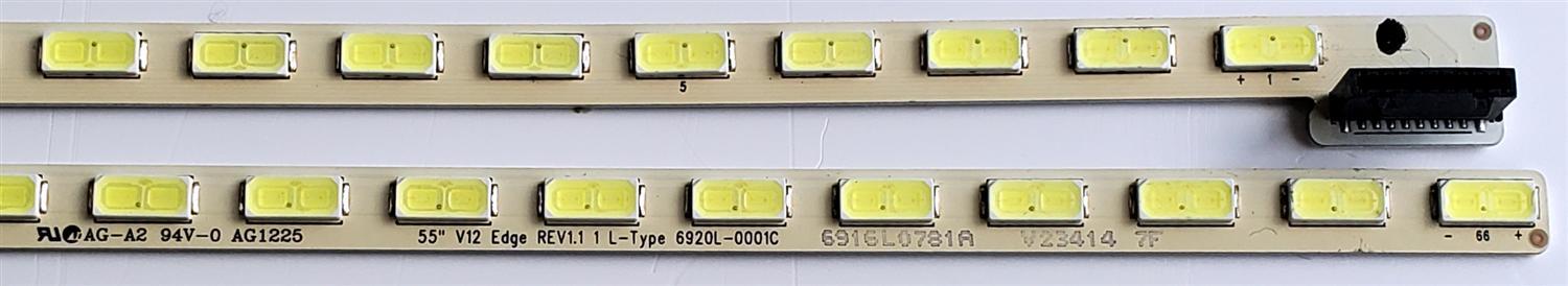 KIT DE LEDS ORIGINAL PARA TV VIZIO 2 PIEZAS / NUMERO DE PARTE 6916L-0781A / 6916L-0782A / 6916L0782A / 6916L0781A / 55" V12 EDGE REV1.1 1 L-TYPE 6920L-0001C / 55" V12 EDGE REV1.1 1 R-TYPE 6920L-0001C / PANEL LC550EUN (SE)(F1) / MODELO M3D550KDE  - Imagen 3