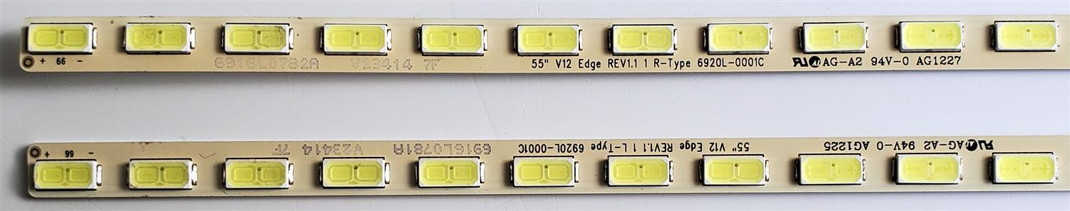 KIT DE LEDS ORIGINAL PARA TV VIZIO 2 PIEZAS / NUMERO DE PARTE 6916L-0781A / 6916L-0782A / 6916L0782A / 6916L0781A / 55" V12 EDGE REV1.1 1 L-TYPE 6920L-0001C / 55" V12 EDGE REV1.1 1 R-TYPE 6920L-0001C / PANEL LC550EUN (SE)(F1) / MODELO M3D550KDE  - Imagen 5