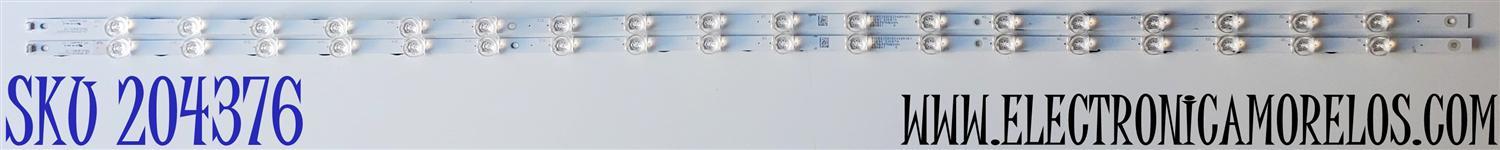 KIT DE LEDS PARA TV VIZIO ORIGINAL 2 PIEZAS / NUMERO DE PARTE 210BZ18D0B334BR02X / 58VB31 / LB-GM3030-GJVIZIO582X18VB31-JS / LB-GM3030-GJVIZI0582X18VB31-JS / PANEL TPT580WR-PV5D.K / DISPLAY CC580PV5D VER.02 / CV580U1-T01 REV:01 / MODELO V585-J01