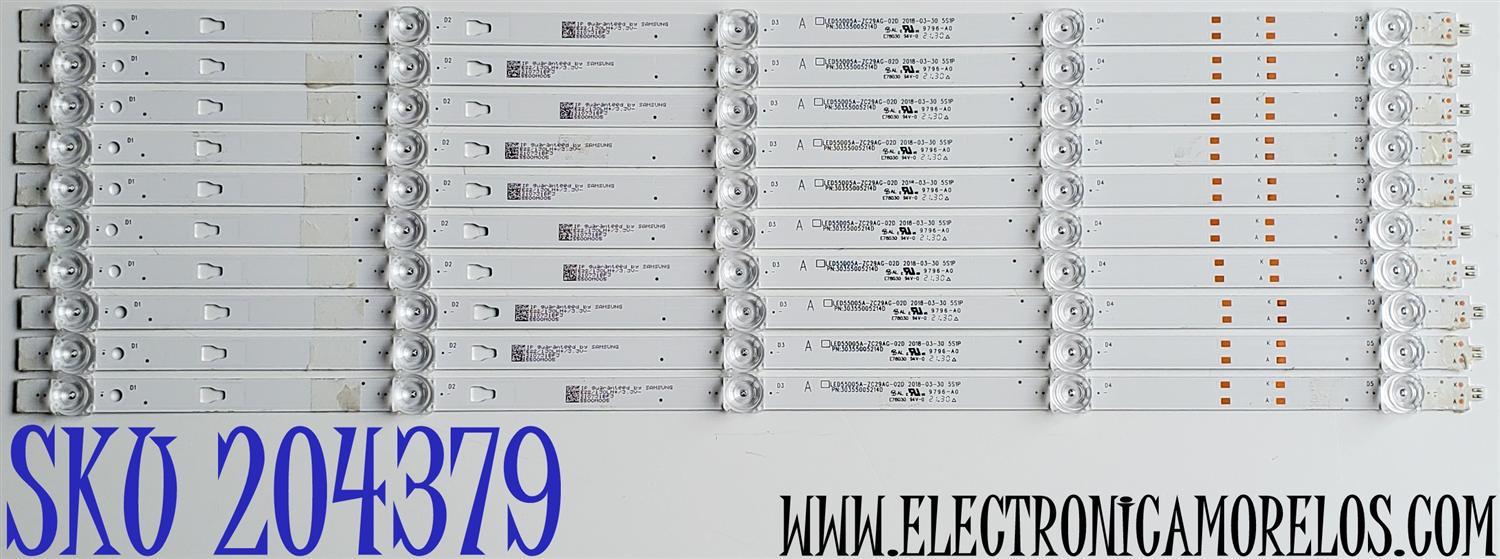 KIT DE LED'S PARA TV ONN ((10 PIEZAS)) / NUMERO DE PARTE LED55D05A-ZC29AG-02D / 30355005214D / E78030 94V-0 / 5500M005 / 210731BF3 / MODELO 100012586 ((55'' PULGADAS))