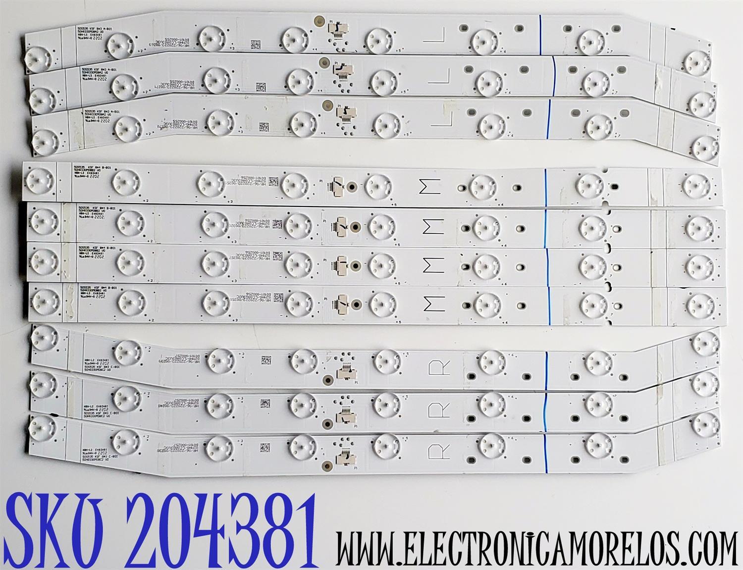 KIT DE LED'S PARA TV TCL ((10 PIEZAS)) / NUMERO DE PARTE 50HR330M08 / 50S535 / 50HR330M08A2 V0 (L) LC8A03U3C / B0101-000255 / 50HR330M08B2 V0 (M) LC8A03U3C / B0101-000256 / 50HR330M08C2 V0 (R) LC8A03U3C / B0101-000257 / MODELO 50S535