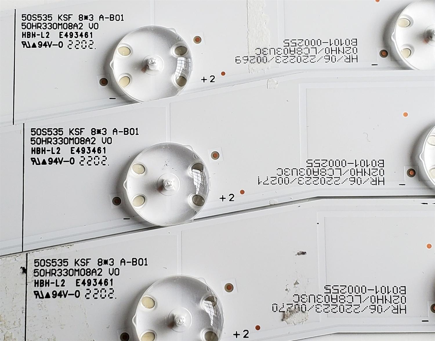 KIT DE LED'S PARA TV TCL ((10 PIEZAS)) / NUMERO DE PARTE 50HR330M08 / 50S535 / 50HR330M08A2 V0 (L) LC8A03U3C / B0101-000255 / 50HR330M08B2 V0 (M) LC8A03U3C / B0101-000256 / 50HR330M08C2 V0 (R) LC8A03U3C / B0101-000257 / MODELO 50S535 - Imagen 2