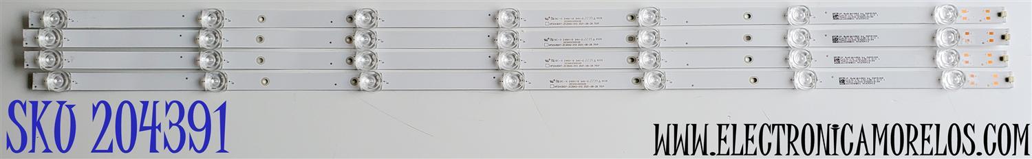 KIT DE LEDS PARA TV VIZIO ORIGINAL 4 PIEZAS / NUMERO DE PARTE HFSX43D07-ZC26AG-01D / HFSX43D07-ZC26AG-02D / 303HX430044D / HX430M12 / PANEL BOEI430WU1 / DISPLAY CC430LV2D / MODELO D43F-J04