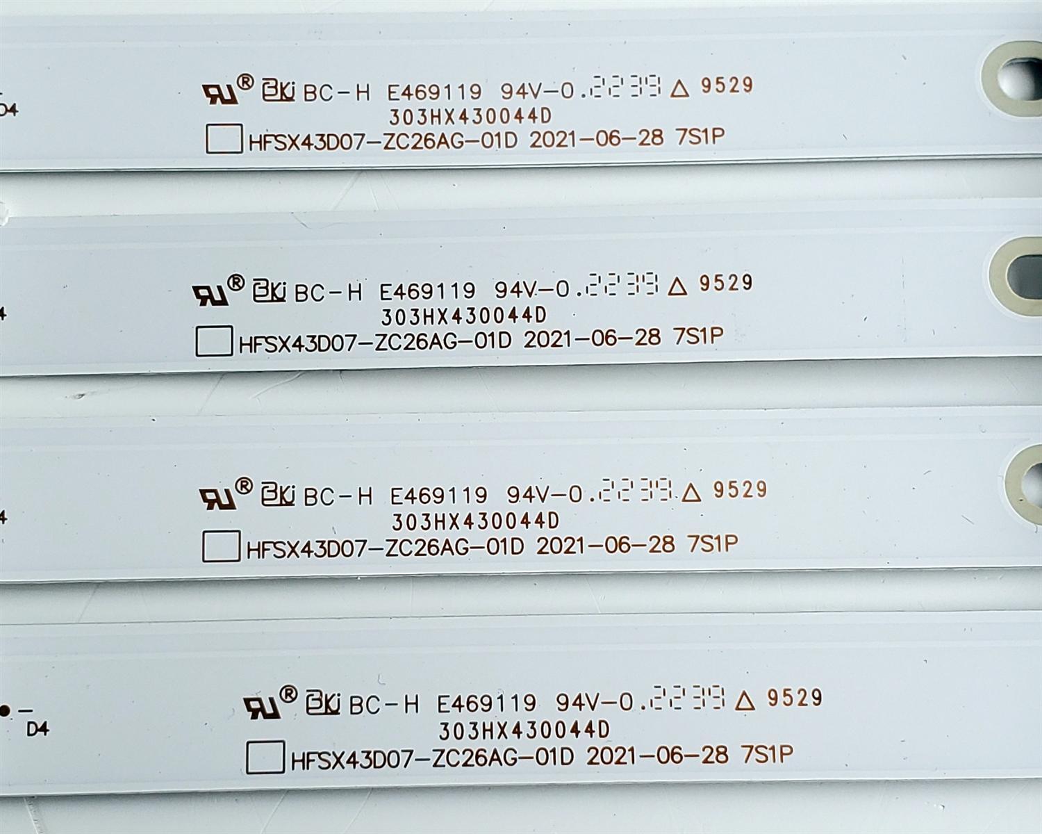 KIT DE LEDS PARA TV VIZIO ORIGINAL 4 PIEZAS / NUMERO DE PARTE HFSX43D07-ZC26AG-01D / HFSX43D07-ZC26AG-02D / 303HX430044D / HX430M12 / PANEL BOEI430WU1 / DISPLAY CC430LV2D / MODELO D43F-J04 - Imagen 4