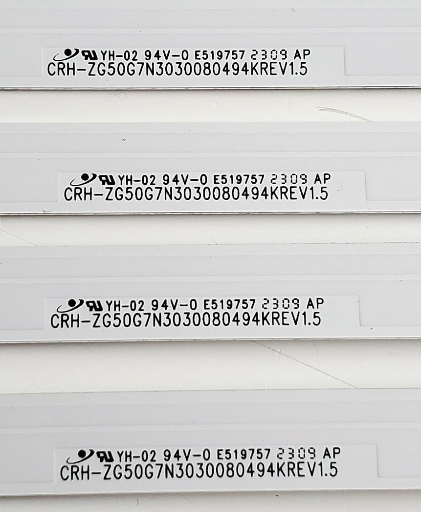 KIT DE LED'S PARA TV WESTINGHOUSE 4 PIEZAS ORIGINALES / NUMERO DE PARTE CRH-ZG50G7N3030080494KREV1.5 / 50G7N / YH-02 94V-0 E519757 / LB-C500-G7N-U-C-8-12-X9 / B230329A1Z / Y174-M01-JA-2 258618 / PANEL C500Y19-5C / DISPLAY HF500QUB-F20 / MODELO WR50UX4012 - Imagen 2
