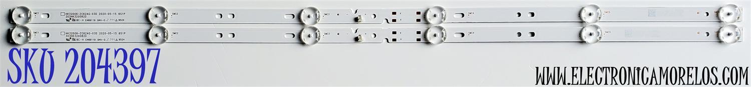 KIT DE LED'S PARA TV WESTINGHOUSE ((2 PIEZAS)) / NUMERO DE PARTE HK32D06-ZC62AG-03D / 303HK320082D / 2010093388 / 230101020080 / 211127AC07 / HK320M50 / PANEL HK315LEDM-JH800 / DISPLAY PT320AT03-1 VER.1.B / MODELO WD32HX1201