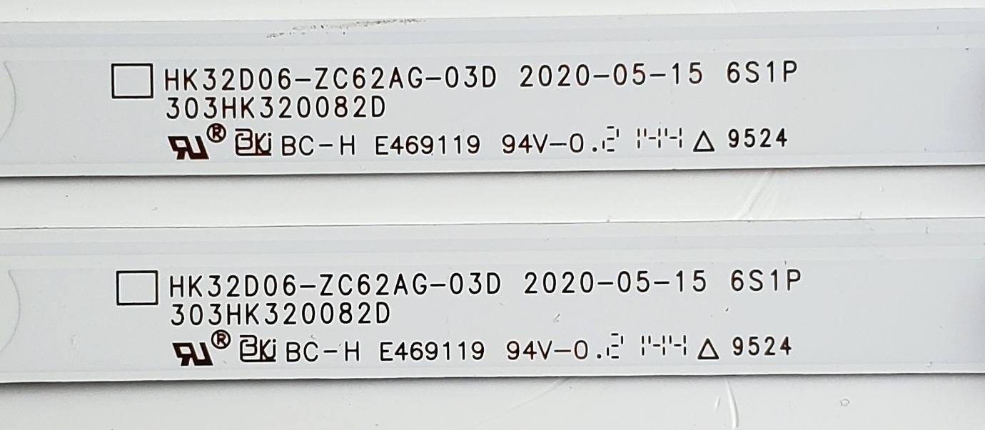 KIT DE LED'S PARA TV WESTINGHOUSE ((2 PIEZAS)) / NUMERO DE PARTE HK32D06-ZC62AG-03D / 303HK320082D / 2010093388 / 230101020080 / 211127AC07 / HK320M50 / PANEL HK315LEDM-JH800 / DISPLAY PT320AT03-1 VER.1.B / MODELO WD32HX1201 - Imagen 2