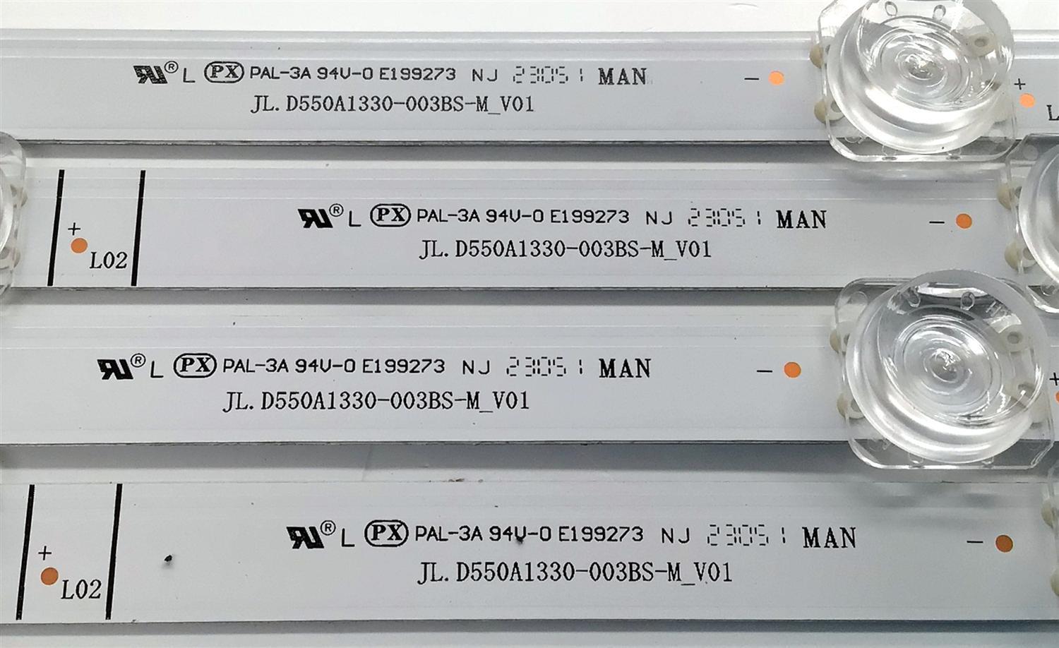 KIT DE LEDS PARA TV HISENSE ORIGINAL 4 PIEZAS / NUMERO DE PARTE JL.D550A1330-003BS-M_V01 / HD550Y1U62-T0L6 / 2021020401 / 1258694 / MODELOS 55R6G / 55A6G / 55R6095G5 / 55R6070G / 55E7HQ / 55A6H / 55A65H / 55R7G5 / 55A7GV / 55C350KU / 55C350LU - Imagen 5