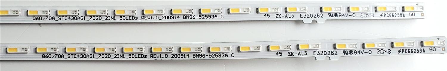 KIT DE LED'S PARA TV SAMSUNG ((2 PIEZA)) / NUMERO DE PARTE BN96-52593A / BN9652593A / Q60/70A_STC430AG1_7020_2IN1_50LEDS_REV1.0_200914 BN96-52593A / E320262 / PC66259A / FA54290C / MODELOS QN43Q60 / QE43Q60AW / QN43Q60AAF / HG43Q60AANFXZA - Imagen 2