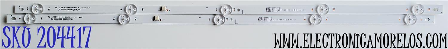 KIT DE LED'S PARA TV ((2 PIEZAS)) / NUMERO DE PARTE JL.D32051330-002JS-M_V01 / LB-C320-M5F-X-C-5-12-X9 / 18BE530 / PAL-3A 94V-0 E199273 / MODELO 32''